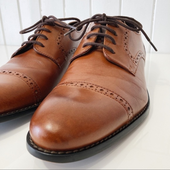 Stacy Adams Prescott Tan Cap Toe Oxford Lace Up Dress Shoe Size 8M - Picture 6 of 16